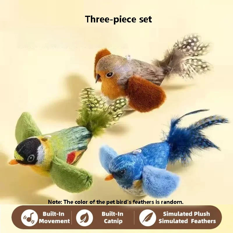 Chirping Bird Cat Toy — Elastic Rope Interactive Feather Toy