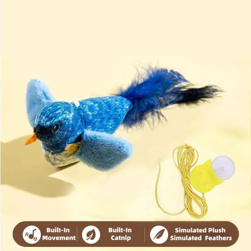 Chirping Bird Cat Toy — Elastic Rope Interactive Feather Toy