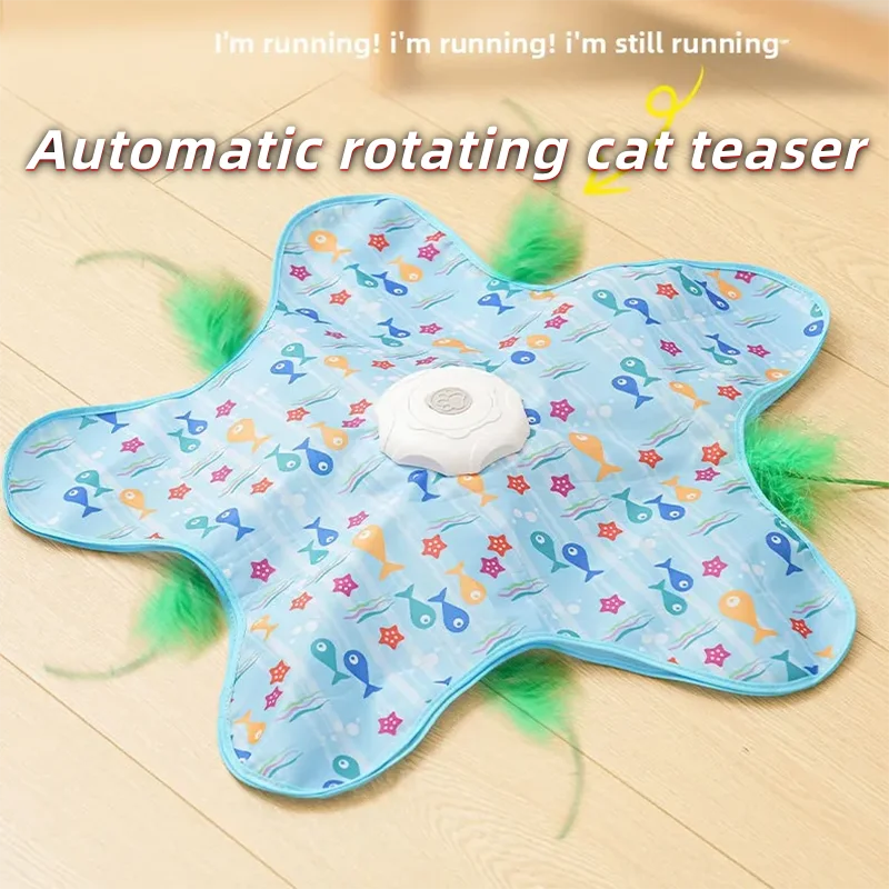 Electric Rotating Cat Toy — Auto Spinning Feather Wand Turntable