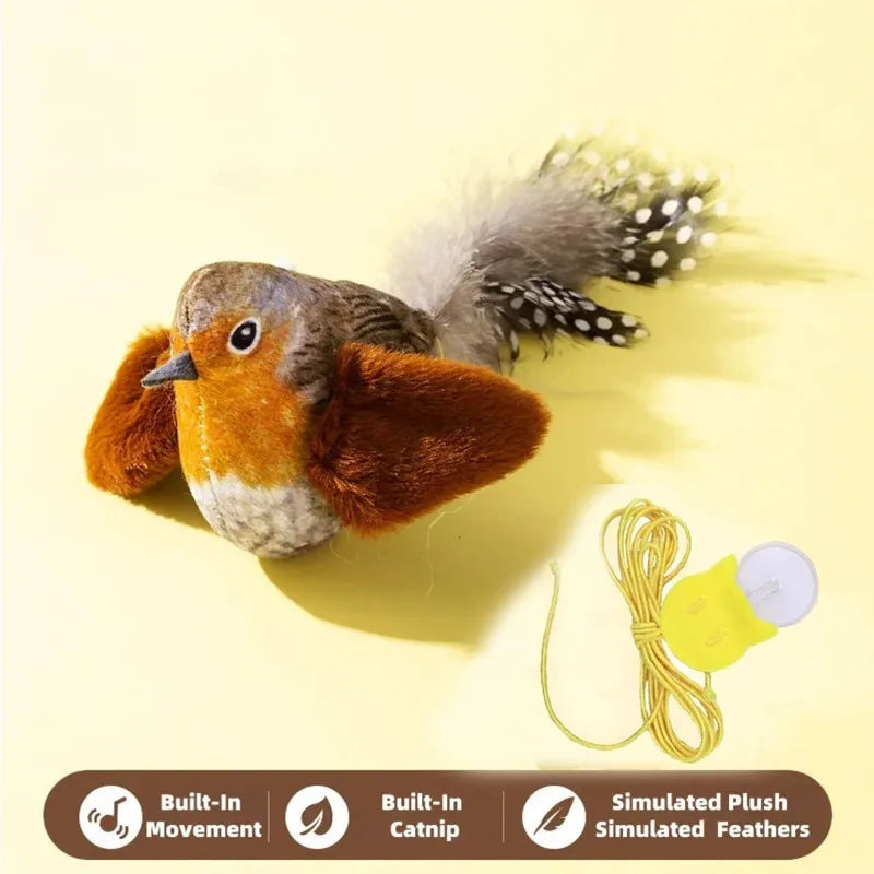 Chirping Bird Cat Toy — Elastic Rope Interactive Feather Toy