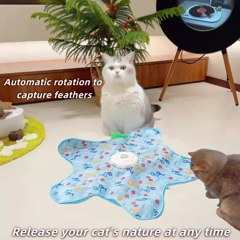 Electric Rotating Cat Toy — Auto Spinning Feather Wand Turntable