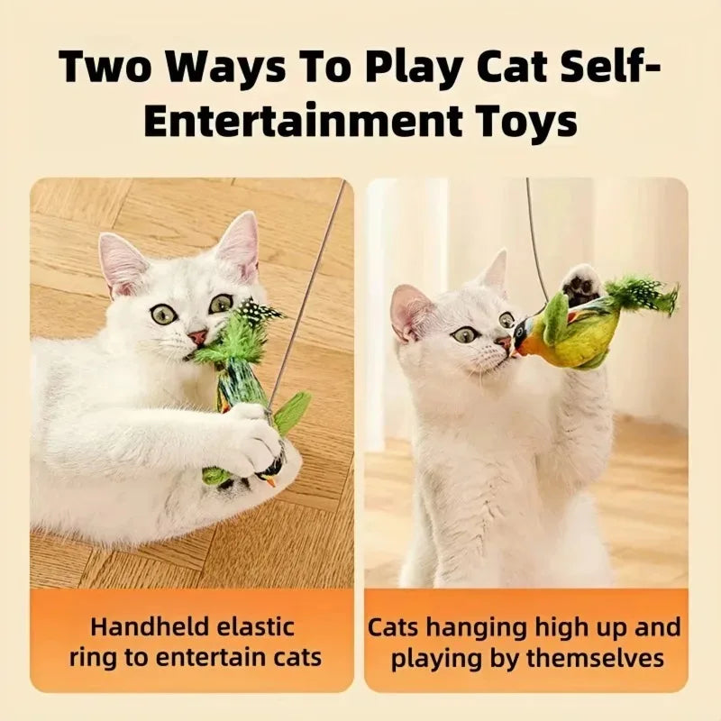 Chirping Bird Cat Toy — Elastic Rope Interactive Feather Toy